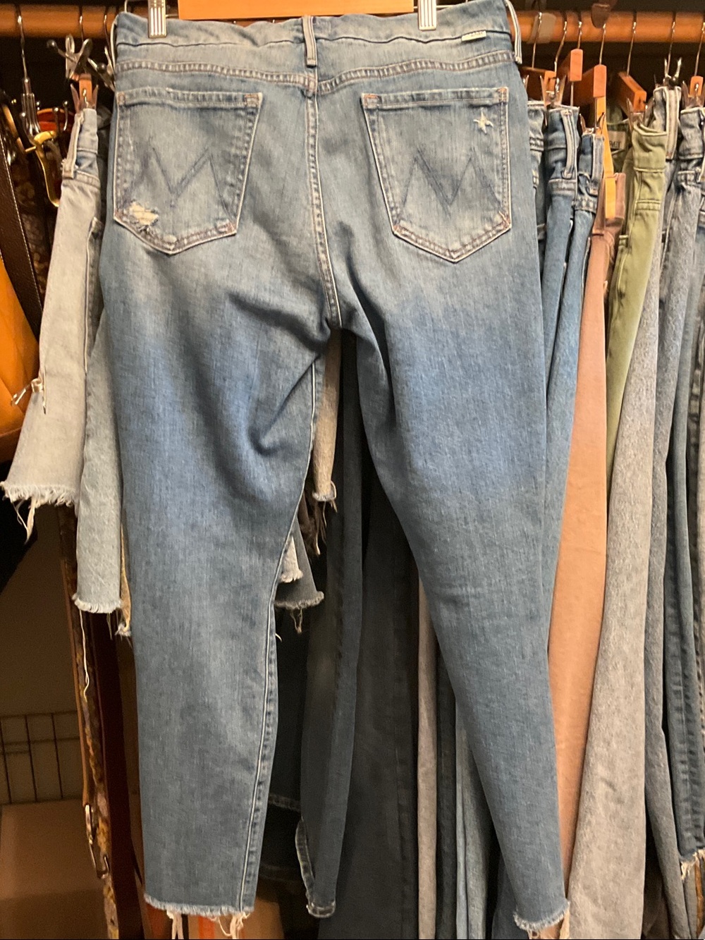 MOTHER Medium Blue Distressed Straight-Leg Jeans - Picture 8 of 8